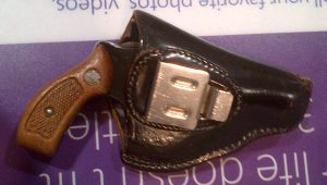 TSA officers found this .38 clipped on a 94-year-old man’s belt as he attempted to get through a checkpoint at LaGuardia Airport this past Wednesday.  Photo courtesy of TSA