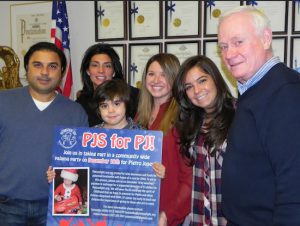 Pietro Joseph Scarso, 5, has Duchenne Muscular Dystrophy. He is getting a lot of support from his parents, Manni and Dayna Scarso (left); Aimee Pomaro, of Tiny Tots Playhouse; Samantha Altilio, co-founder of the Pietro’s Fight organization; and state Sen. Marty Golden (left to right); who came together to announce a “PJs for PJ” fundraiser. Eagle photo by Paula Katinas