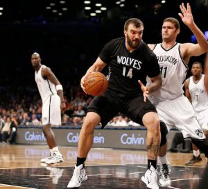 Nets center Brook Lopez proved no match for Nikola Pekovic during the waning stages of Brooklyn’s disappointing loss to MinnesotaWednesday night at Downtown’s Barclays Center. Photos courtesy of the Associated Press