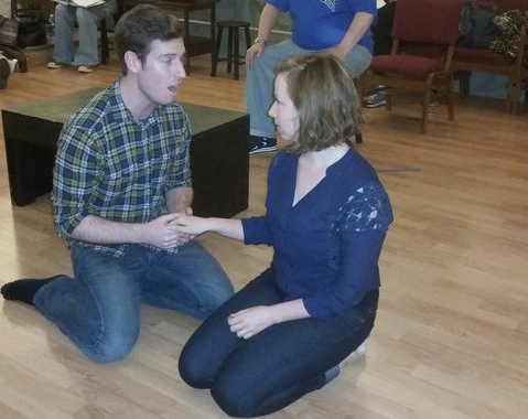Actors rehearse an emotional scene from “Parade,” a musical about a famous murder trial in 1913. Photo courtesy Karen Tadross