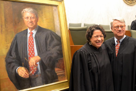 Associate Justice of the Supreme Court Sonia Sotomayor stands with Hon. Nicholas G. Garaufis at his portrait unveiling ceremony at the Federal Courthouse in Downtown Brooklyn on Friday. Photos by Rob Abruzzese.