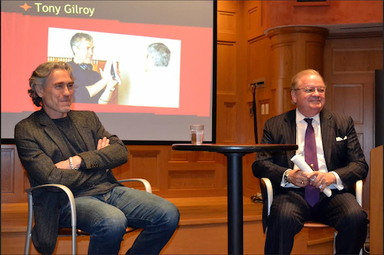 The Brooklyn Entertainment and Sports Law Society hosted a film festival event at Brooklyn Law School (BLS) Tuesday and Wednesday with screenings of “Michael Clayton” and “The Devil’s Advocate,” after which writer and director Tony Gilroy (left) spoke with BLS Dean Nick Allard. Eagle photos by Rob Abruzzese