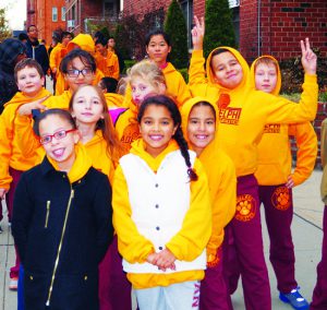 Students at Adelphi Academy of Brooklyn put their school pride on display for the annual Turkey Trot walk-a-thon.