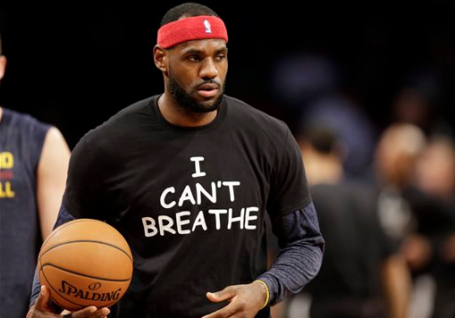 LeBron James wore an "I Can't Breathe" t-shirt before Monday's Cavs-Nets game at the Barclays Center with the royal family present. AP Photo/Frank Franklin II