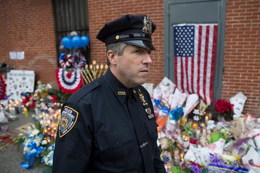Patrick Lynch at the Bed-Stuy memorial. AP Photo/John Minchillo