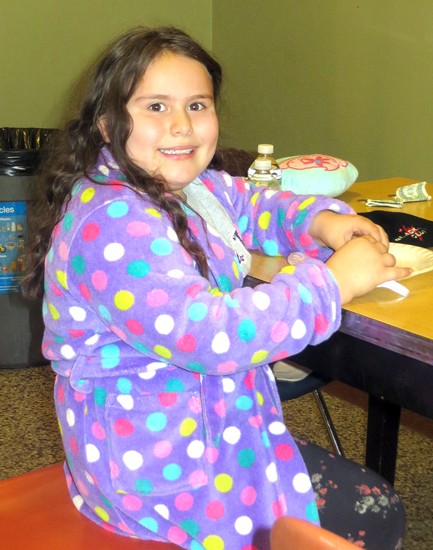 This student was one of many who traded in their school clothes for pajamas for a day.