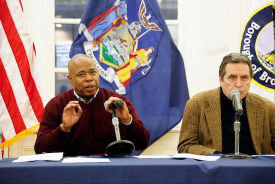 Shown are Brooklyn Borough President Eric Adams, left, and Norman Siegel. Photo by Kathryn Kirk, Brooklyn Borough President's Office