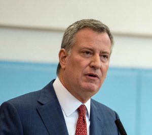 Mayor Bill de Blasio defended New York Assembly Speaker Sheldon Silver after his arrest on Thursday. Shown: De Blasio speaks at a previous event. Photo by Demetrius Freeman, Office of the Mayor