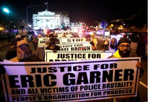 This Dec. 4, 2014, file photo shows Eric Garner protestors walking down West Market street to Broad street. AP Photo/The Star-Ledger, Aristide Economopoulos, File