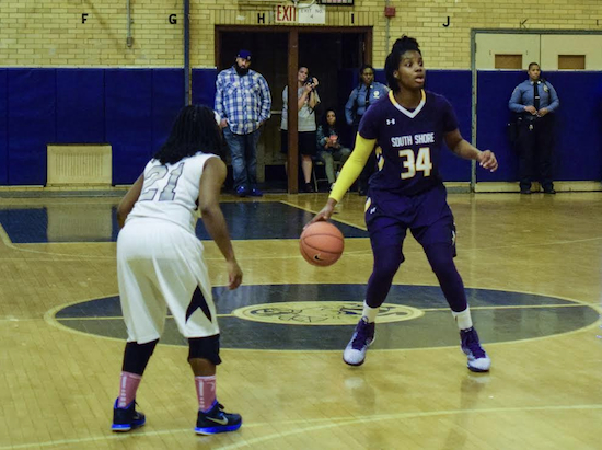 Maryland University commit Brianna Fraser scored 14 points in South Shore's 72-24 victory over Midwood High School on Wednesday. Photo by Rob Abruzzese.