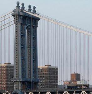The Manhattan Bridge has already been impacted by Juno. Eagle file photo by Mary Frost