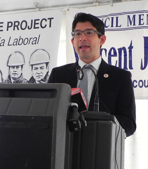 Sunset Park Councilmember Carlos Menchaca charged that the Economic Development Corporation balked at the idea of giving the community a say in the development of the South Brooklyn Marine Terminal, a charge EDC officials denied. Eagle photo by Paula Katinas