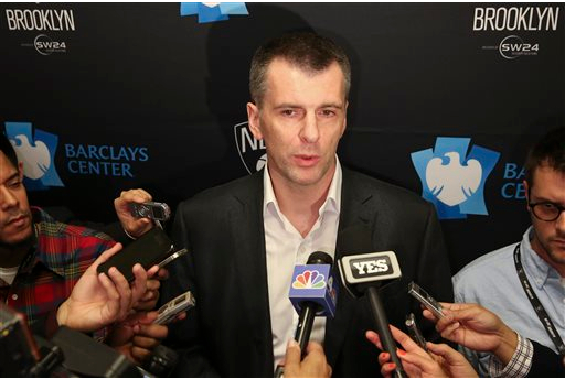 Reports say that Mikhail Prokhorov is looking to sell the Brooklyn Nets. AP Photo/John Minchillo, File
