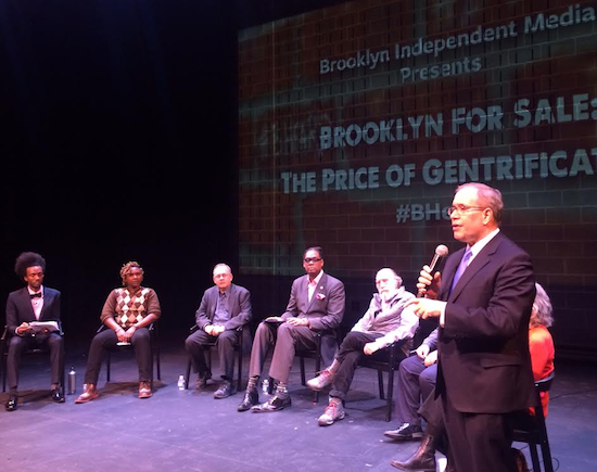 New York City Comptroller Scott Stringer spoke at Wednesday’s BRIC town hall, where he addressed concerns surrounding affordable housing in Brooklyn. He told the crowd to “start organizing and stop agonizing!” Photo used with permission