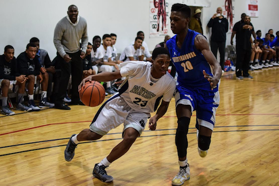 Even though they are in a lower division and were at a huge height disadvantage, Anthony Munson and Bedford Academy managed to upset Westinghouse in the first round of the Brooklyn Boro Playoffs Tuesday night. Photo by Rob Abruzzese.