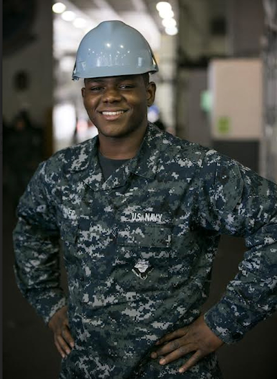 Arian Trower, a U.S. Navy airman recruit, is serving aboard the U.S.S. George Washington in Asia. Photo courtesy U.S. Navy