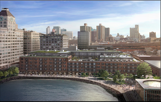 Restaurant tenants are starting to sign on the dotted line for space at Empire Stores on the DUMBO waterfront. Rendering courtesy of Visual House
