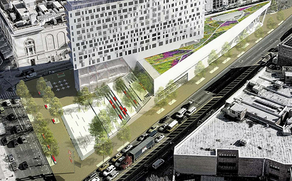 Two Trees Management's BAM South green roof project in Fort Greene is one of six winners in the city’s Green Infrastructure Grant program, which aims to soak up excess rain water and reduce sewer overflows. Rendering courtesy of Two Trees Management