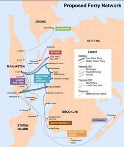 The map of proposed ferry stops includes sites in Bay Ridge and Sunset Park. Image courtesy Councilmember Vincent Gentile’s office