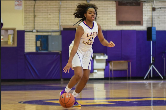 Sophomore Milicia Reid led Bishop Loughlin with 13 points against St. Francis Prep, including 11 in a big fourth quarter. Eagle photo by Rob Abruzzese