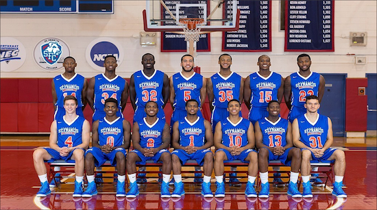 The St. Francis Brooklyn men’s basketball team has captured its first NEC regular-season title since the 2003-04 season. Photo courtesy of SFC Brooklyn Athletics