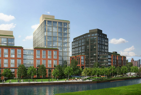 This rendering shows apartments that Lightstone Group is building at 363 and 365 Bond St. on the Gowanus Canal shoreline. Rendering courtesy of Lightstone