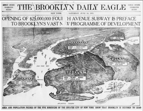 The Brooklyn Daily Eagle heralded the opening of the Fourth Avenue subway line 100 years ago this June. Image courtesy Sunset Park Restoration