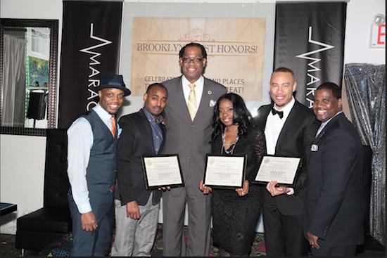 Seen here from left: Brooklyn’s Best producer Keith L. Forest; Honoree Richard Beavers; City Councilmember Robert E. Cornegy; Honoree Celeste Douglas-Wheeler; Honoree Morgan Munsey and Bed-Stuy Gateway BID Executive Director Michael Lambert. Photos by Qlick Photos