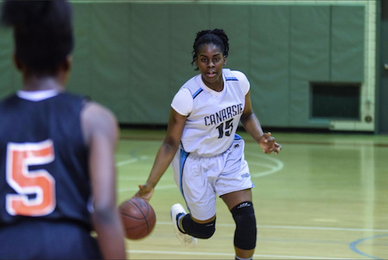 Fataya Larry scored five points and had 13 rebounds before she fouled out in Canarsie's loss to Evander Childs. Photo by Rob Abruzzese