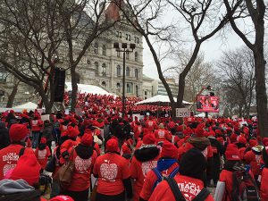 Roughly 9,000 kids from across the state traveled to Albany on Wednesday to rally for charter schools. Charter organizations want state officials to open more charter schools. Photo by Lucas Zwirner