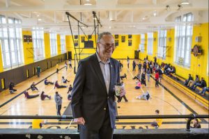 U.S. Sen. Charles Schumer pays a visit to the school gym during a morning in which he relived his days at James Madison High School. Eagle photos by Bill Kotsatos. See www.brooklynarchive.com for additional photos.