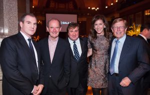 The Brooklyn Public Library’s 18th annual gala, which honored attorneys David Boies (second from left) and Theodore B. Olson (far right). Also pictured are New York Times columnist Frank Bruni (left), BPL President and CEO Linda E. Johnson (second from right) and board chair Nicholas A. Gravante Jr. (center). Photo by Elizabeth Leitzell