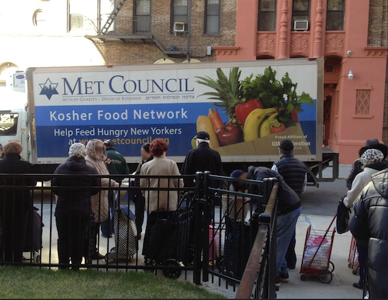 The Metropolitan Council on Jewish Poverty distributes food to residents in need. Photo courtesy Met Council