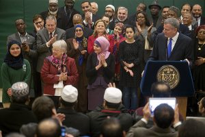Mayor Bill de Blasio and Schools Chancellor Carmen Farina announced in Brooklyn on Wednesday that NYC schools will close for two Muslim holidays, Eid al-Adha and Eid-al-Fitr.
