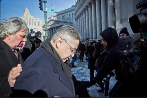 Former state Assembly Speaker Sheldon Silver, center, arrives for his arraignment on charges in a $4 million bribery case on Feb. 24 in New York. Silver faces arraignment on bribery charges that spurred his resignation from his role as one of New York's foremost political powerbrokers. AP Photo/Bebeto Matthews