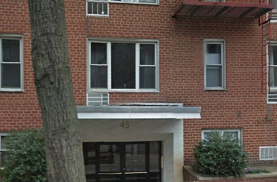 The co-op building at 45 Grace Court in Brooklyn Heights. Photo: Map data ©2015 Google