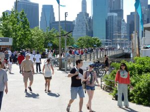 Crowds enjoying Brooklyn Bridge Park. Photo by Mary Frost