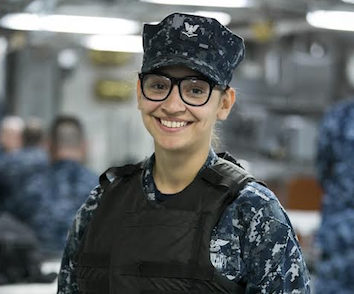 Dania Bologna, a native of Brooklyn, is serving aboard the USS Ronald Reagan. Photo courtesy U.S. Navy