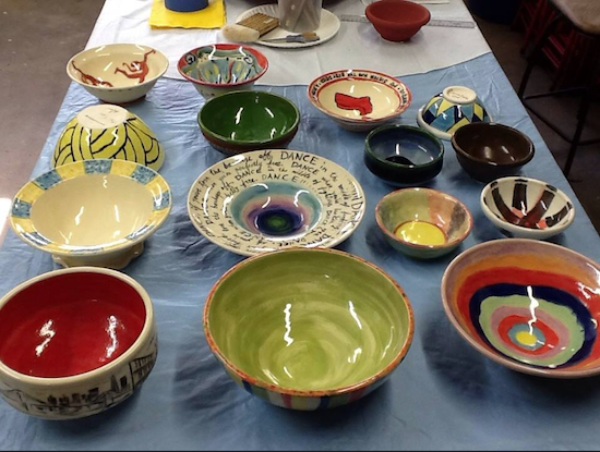 A sampling of the hand-crafted, decorated bowls that will be sold at the May 2 fundraiser. Photo courtesy Empty Bowls Bay Ridge Project