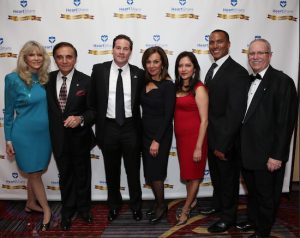 Bill Guarinello (far right) president and CEO of HeartShare, welcomes guests Alyse Best Muldoon, Tony Lo Bianco, Paul Torre, Rosanna Scotto, Ines Rosales and Mike Woods (left to right) to the gala. Photo by Dan Loh Photography