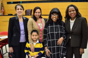 Hon. Laura Lee Jacobson, Yvonne R. Marin, Reece, Izetta Johnson and Hon. Sylvia O. Hinds-Radix During the Brooklyn Supreme Court's Bring Your Child to Work Day. Eagle photos by Rob Abruzzese