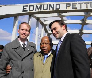 From left: Nate Powell, U.S. Rep. John Lewis and Andrew Aydin. Photo by Sandi Villarreal
