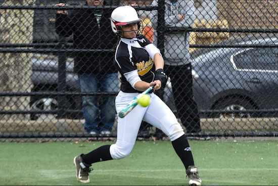 Bella Gerone struck out 11 and hit a three-run home run to help the Madison Lady Knights get revenge against the Telecom Yellowjackets for breaking up their undefeated season last year. Eagle photos by Rob Abruzzese