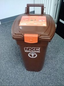 Residents are being asked to place organic recycling items in bins like this one for separate collection by the Department of Sanitation. Photo courtesy Josephine Beckmann