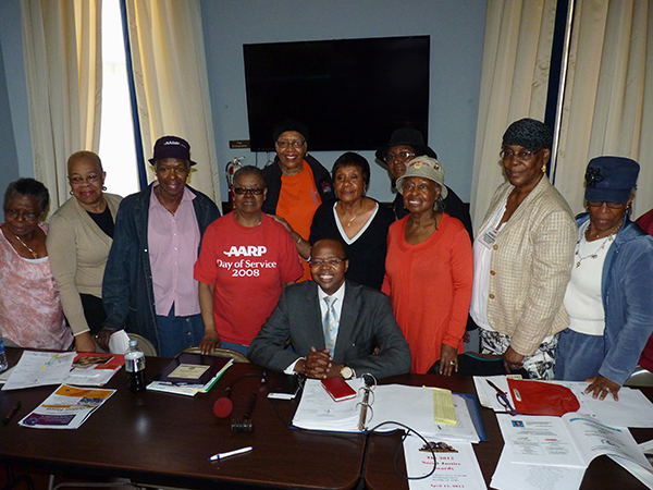 Brooklyn District Attorney Kenneth Thompson met with AARP’s Clinton Hill Chapter 2197 at Emmanuel Baptist Church last Friday. Photo by Mary Frost