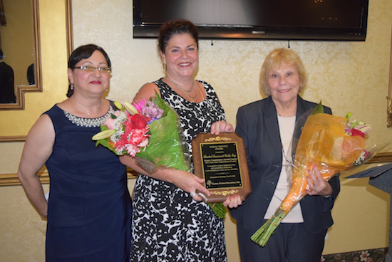 Rachel Demarest Gold was presented with the Public Service Award at the Carroll Gardens Association’s 44th Anniversary Celebration and Awards Reception by Board Chair Cynthia Gonzalez and former Assemblymember Joan Millman on Thursday. Eagle photos by Rob Abruzzese