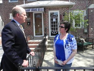 Congressman-elect Dan Donovan talks to a voter during a campaign swing in Dyker Heights on May 4. Eagle file photo by Paula Katinas