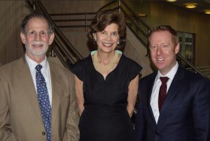 President of the New York County Lawyers Association Lewis F. Tesser, Chief Judge of the Eastern District Carol Bagley Amon and principal author of the retrospective Scott B. Klugman during an event to celebrate the publication of a retrospective of the EDNY. Eagle photos by Rob Abruzzese