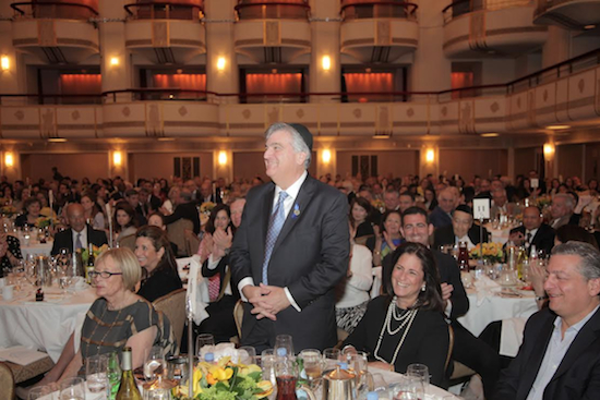 Jack Hidary was among the honorees at a luncheon held by the United Hospital Fund. Seated at left is Pamela Brier, president and CEO of Maimonides Medical Center. Photo courtesy Maimonides Medical Center
