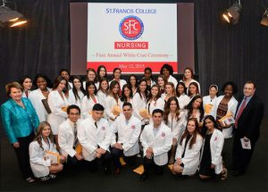Nursing students at the first White Coat Ceremony. Photos courtesy of St. Francis College